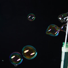 Beautiful bubbles on black background