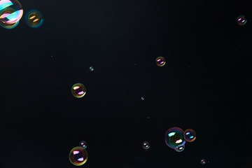 Beautiful bubbles on black background