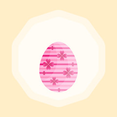 This is Easter egg on yellow background. Cute cartoon illustration.