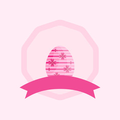This is Easter egg on pink background. Cute cartoon illustration.