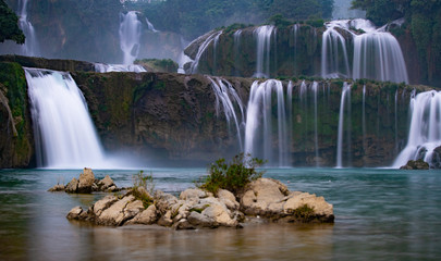 Ban Gioc Waterfall or Detian Falls is a combination of two waterfalls on the Guichun River, which flows between Vietnam and China