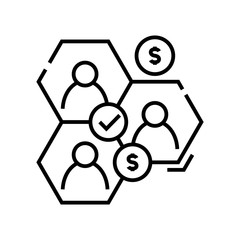 Money transfer line icon, concept sign, outline vector illustration, linear symbol.