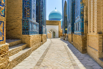 Architecture of Shah-i-Zinda ensemble, Samarkand, Uzbekistan