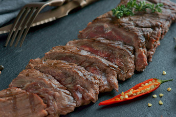 skert steak on a dark background