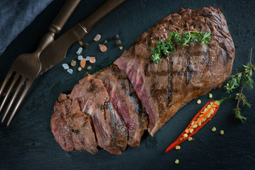 skert steak on a dark background