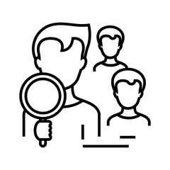 Searching staff line icon, concept sign, outline vector illustration, linear symbol.
