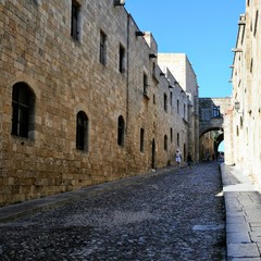 Rhodes, Greece. Ippoton Street (Knights Street) in Rhodes, Greece. Narrow street of medieval Old Town of Rhodes town. UNESCO World Heritage