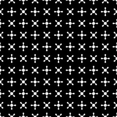 Geometric seamless black and white pattern. Isolated objects and points on background, abstract simple design. Modern minimal design. Vector illustration perfect for graphic design ,textiles, print.