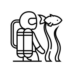 Scuba diver line icon, concept sign, outline vector illustration, linear symbol.