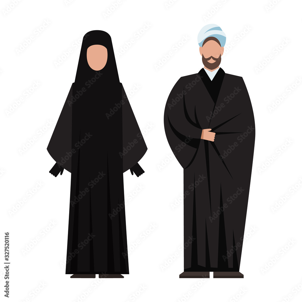 Sticker religion people wearing traditional clothes. male and female religious