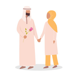 Modern muslim couple on a date. Arabian woman and man