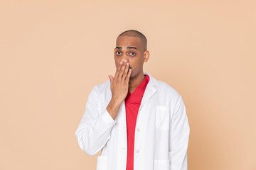Worried doctor with a white lab coat