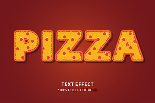 Pizza food style text effect, editable text