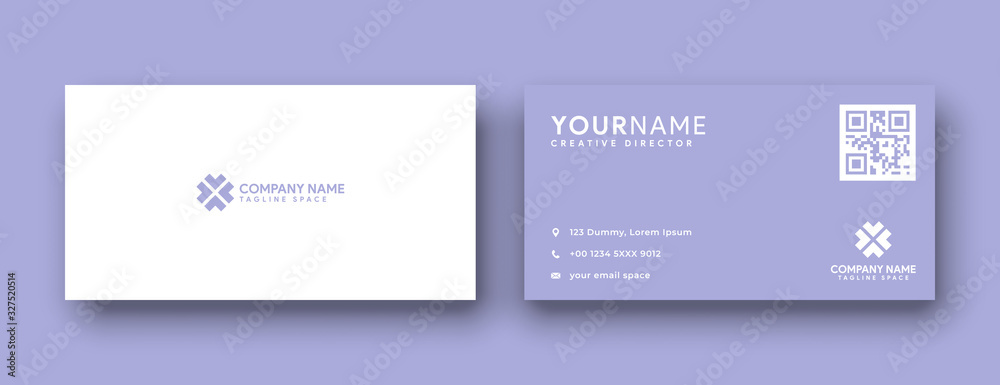 Wall mural minimal business card print template design. lavender purple color and simple clean layout.