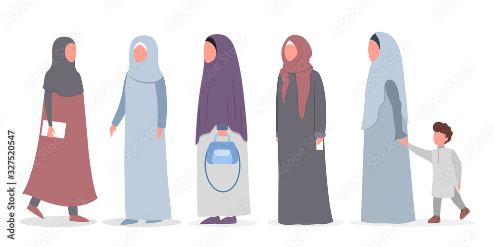 Sticker muslim woman talk to each other. arabian business woman