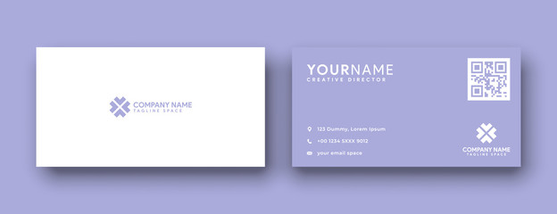 Minimal business card print template design. lavender purple color and simple clean layout.