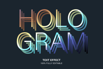 Hologram style text effect, editable text