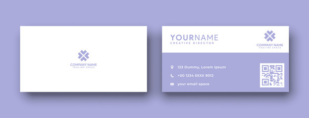 Minimal business card print template design. lavender purple color and simple clean layout.
