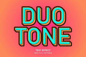 Duotone color style text effect, editable text