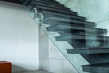 Staircase luxury home in modern villa beautiful interior.