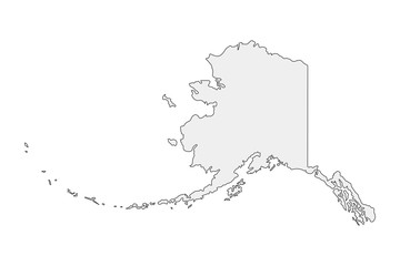 High detailed vector map. Alaska USA state. American flag.