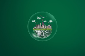 Eco-friendly, green city and clean energy. Element of this image are furnished by NASA