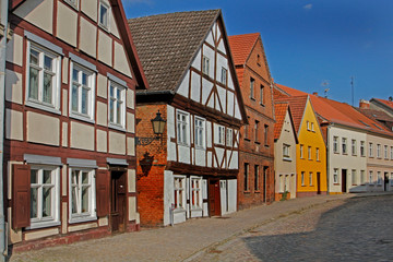 Fototapeta premium Medieval street in Northern Germany near Berlin 