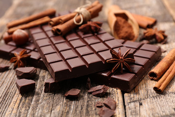 delicious chocolate bar and spices