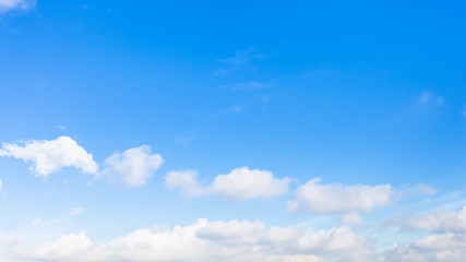 panoramic view of chain of clouds in blue sky