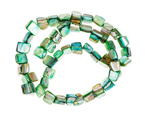 beads from green colored pieces of abalone shells