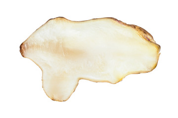 cross-section of raw tuber of jerusalem artichoke