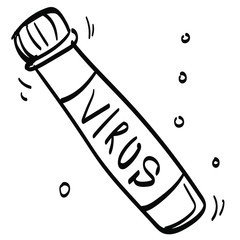 Icon sign test tube with bacteria, Virus, vaccine, vaccination, medicine, epidemic, protection