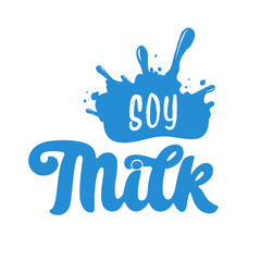 Fototapeta premium Soy Milk handwritten lettering. Soy Milk typography vector design for milk packaging. Design template. Vector illustration.