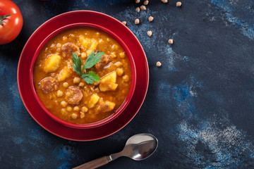 Chickpea stew with chorizo and potatoes