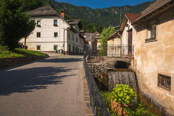 Fototapeta na wymiar Village in the Alps mountains Kropa, Slovenia