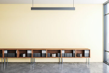 Interior office with blank yellow wall