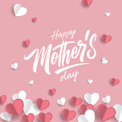 Happy Mother's Day handwritten lettering. Happy Mother's Day typography vector design for greeting cards and poster. Design template celebration. Vector illustration.