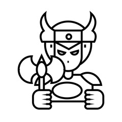 Medieval warrior line icon, concept sign, outline vector illustration, linear symbol.