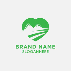 mountain love logo design vector template eps 10