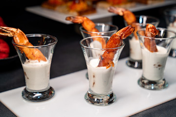 shrimp cocktail with sauce. Snacks for the buffet.