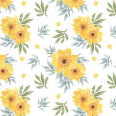 yellow floral seamless pattern with daisy flowers