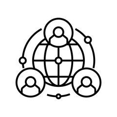 International collaboration line icon, concept sign, outline vector illustration, linear symbol.