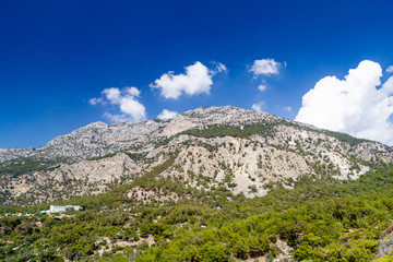 Mountain scene on Likya Yolu way in Turkey, autumn hiking