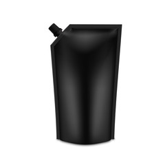 Realistic Black Blank Doy Pack Mock up. Vector Doypack template Packing with screw cap
