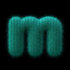 Fototapeta premium wool letter M - Lowercase 3d knitted font - Suitable for Winter, knitting or wool related subjects