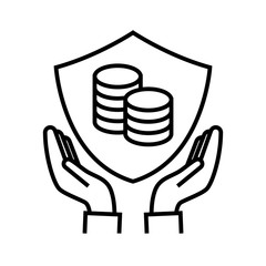 Money protection line icon, concept sign, outline vector illustration, linear symbol.