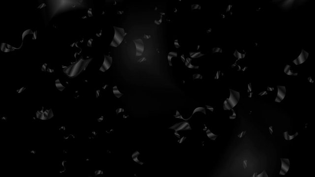 Black monochrome confetti tinsel on dark background. Retro abstract motion design. Seamless looping. Video animation Ultra HD 4K 3840x2160