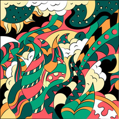 Bright abstract illustration on a free theme. Surreal Fantasy Vector Graphics.