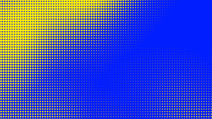 Fototapeta premium Dots halftone blue yellow color pattern gradient texture with technology digital background. Dots pop art comics with summer background.