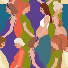 Obraz na płótnie Canvas Pregnancy motherhood people expectation seamless pattern background